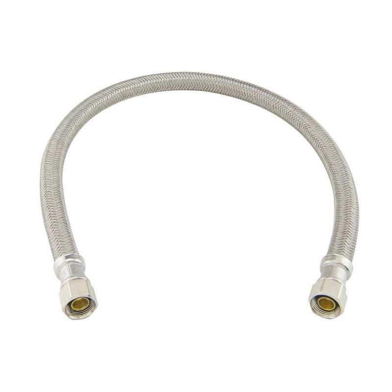 EZ-Fluid 12" x 3/8" Female Compression To 3/8 Inch Female Comp. Stainless Steel Braided Faucet Connector Line,Dishwasher Supply Line,Faucet Extension Supply Hose Connector Lines,Fits 3/8"Comp Male (1) - Image 1